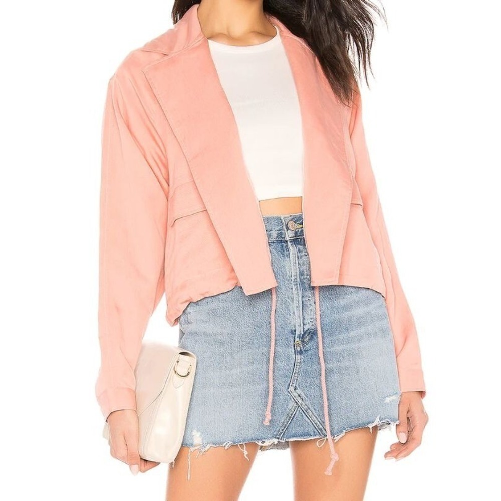 Tularosa Arya Blazer Jacket M Pink NWT AC020-H18 Tencel Linen Cropped Utility